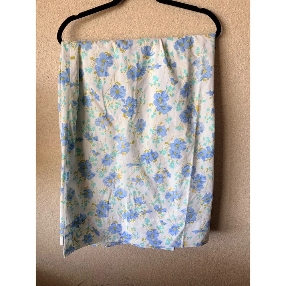 Vintage Morgan Jones Twin Sheet Set Blue Floral Fitted and‎ Flat Sheets Cottage